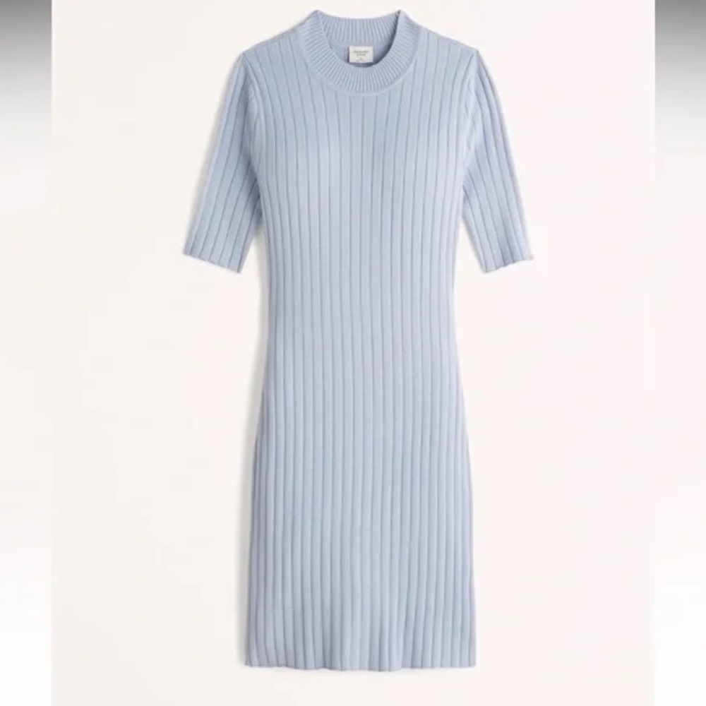 Abercrombie Mockneck Mini Sweater Dress Light Blue Size M (tall)